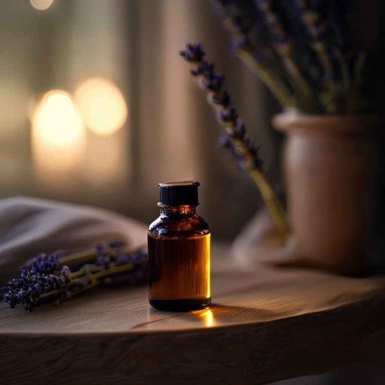 Träolja och lavendel på nattkön för rutinberedning